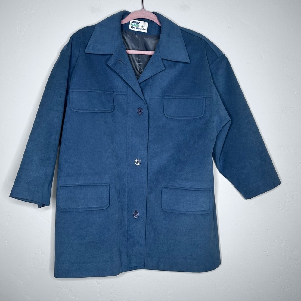 VNTG Samuel Robert Dust Blue Chore Coat Driving Coat Ultra Suede Size 12